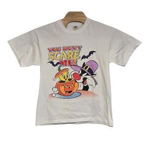 Vintage Looney Tunes Halloween Cartoon Tweety Sylvester Graphic T- Shirt Large